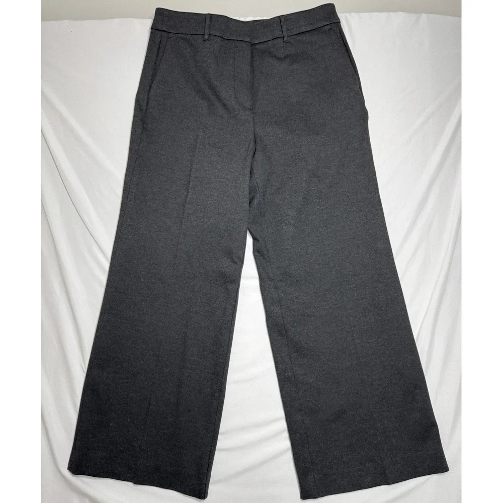 Boden Wide‎ Leg Dress Pants Gray Herringbone Womens Size 10P